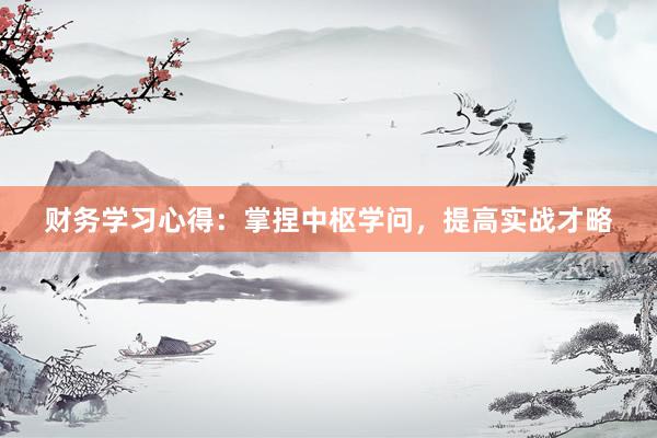 财务学习心得：掌捏中枢学问，提高实战才略