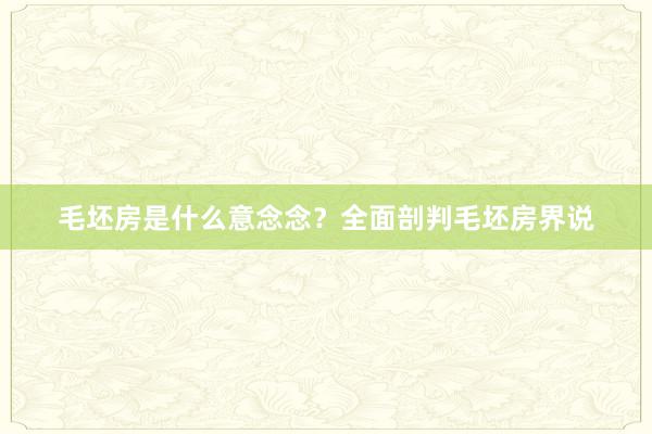 毛坯房是什么意念念？全面剖判毛坯房界说